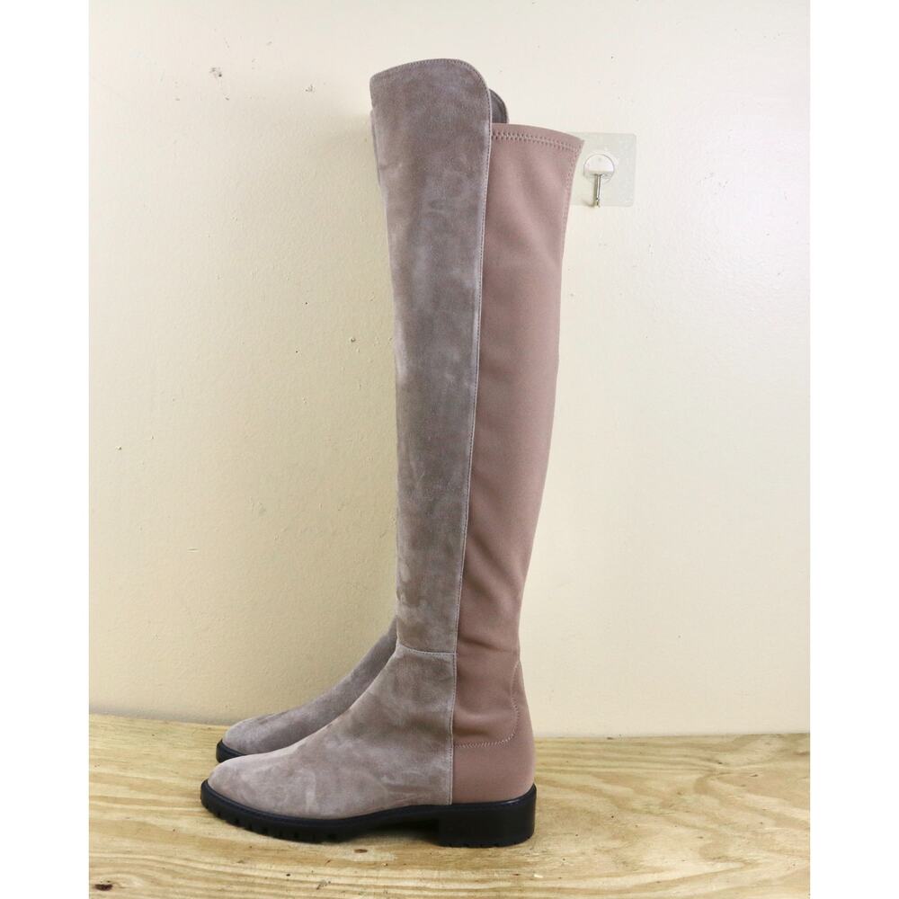 New Stuart Weitzman Boots 7B Brown Beige Suede 50/50 City Over The Knee Shoes